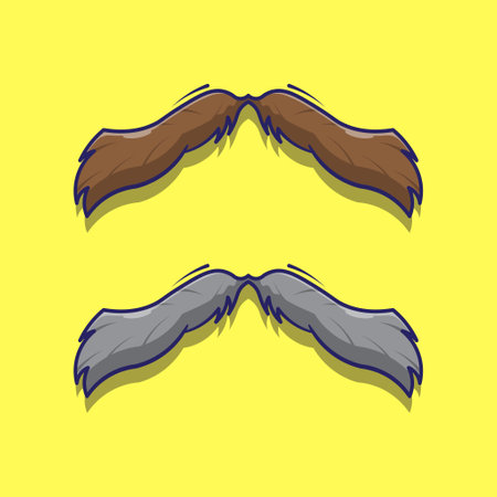 Vector illustration of cute cartoon mustache icon mascot, isolated layers that can easy to usedのイラスト素材