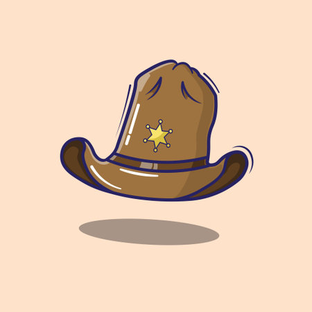 Free vector sheriff cap cartoon icon illustration. cute icon concept isolated. flat design cartoon style.のイラスト素材