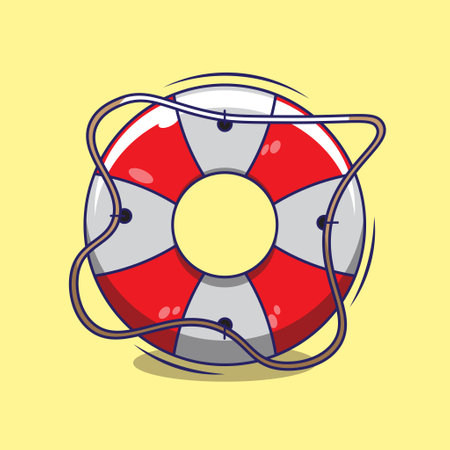 beach tires lifeguard vector cartoon illustration. cute vector beach tires lifeguard isolated. flat cartoon style.のイラスト素材