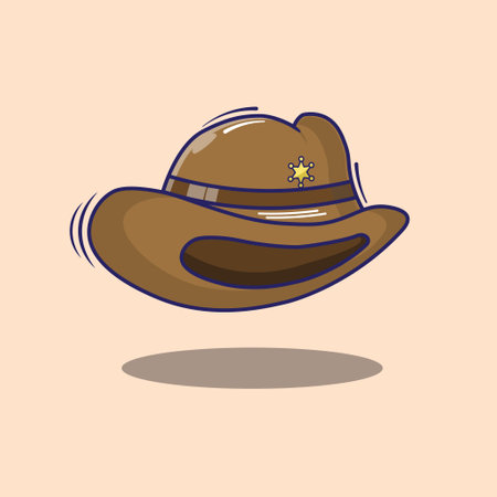 Cute vector of sheriff brown cap cartoon illustration. cute cartoon concept isolated. flat cartoon style.のイラスト素材