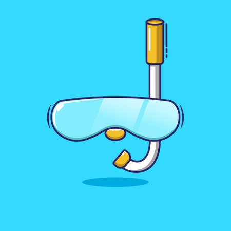 Flat design vector of snorkeling equipment gear cartoon. cute cartoon snorkeling gear icon isolated. flat cartoon style.のイラスト素材