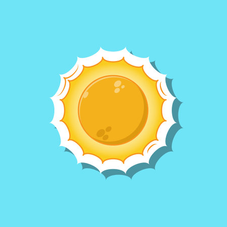 Cute cartoon of sun vector icon illustration. flat cartoon of sun vector isolated. flat cartoon style.のイラスト素材