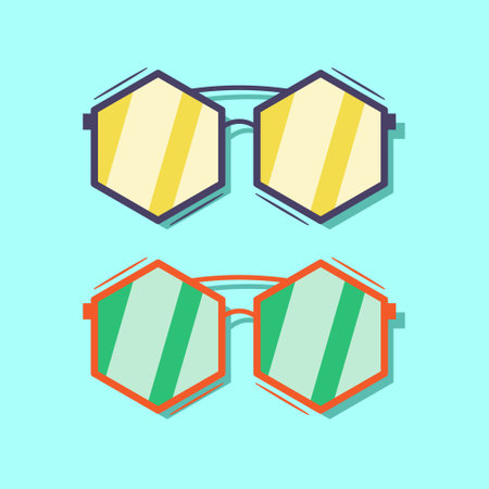 Hexagon sunglasses vector cartoon illustration. flat cartoon vector concept. flat cartoon style.のイラスト素材