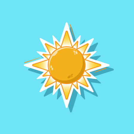 Flat design vector of sun cartoon illustration. vector of sun isolated. flat cartoon design.のイラスト素材