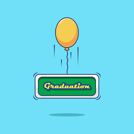 Flat vector cartoon balloon with graduation board. vector cartoon isolated concept. flat cartoon style.のイラスト素材