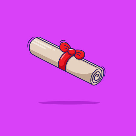 Cute cartoon graduation paper vector illustration. isolated vector cartoon. flat cartoon style.のイラスト素材