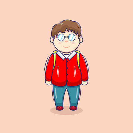 Cute cartoon student vector illustration mascot. vector cartoon isolated concept. flat cartoon style.のイラスト素材