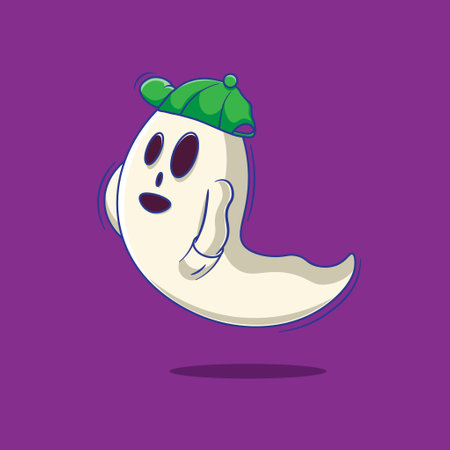 Flat design handsome ghost cartoon vector on halloween party. vector cartoon icon mascot for halloween.のイラスト素材