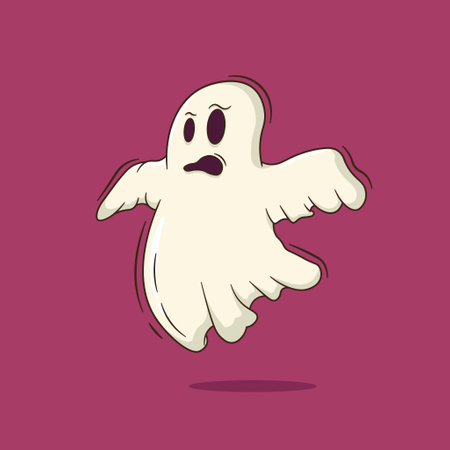 Funny ghost cartoon vector illustration mascot on halloween. flat cartoon style with isolated layers.のイラスト素材
