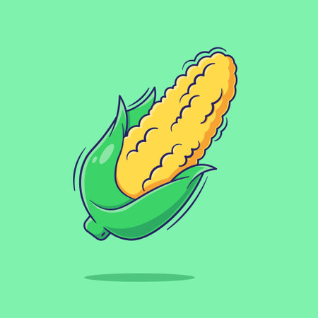 Cute cartoon vector of flat corn illustration mascotのイラスト素材