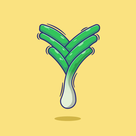 Cartoon design vector illustration concept of cute leekのイラスト素材