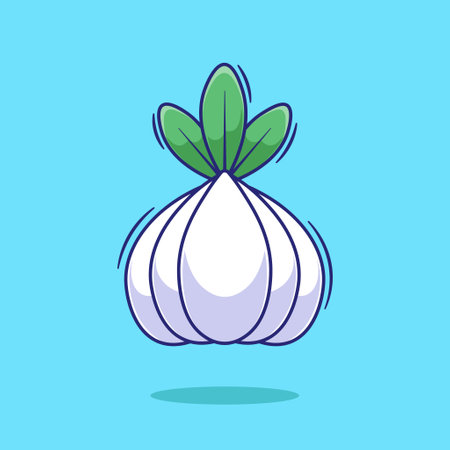 Flat design vector illustration of cute garlicのイラスト素材