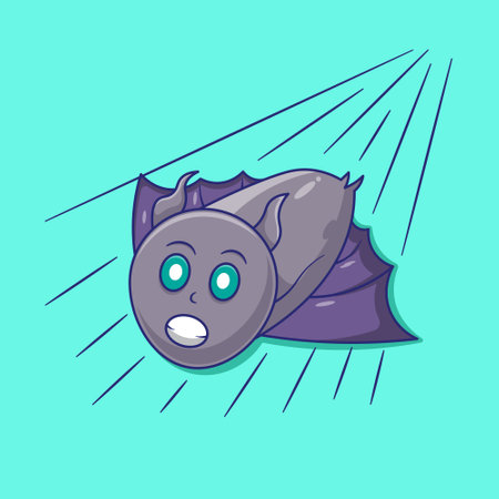 Fly fast bat vector cartoon going to halloween partyのイラスト素材