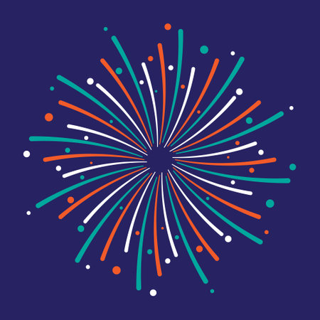 Flat design of fireworks cartoon vector illustration. fireworks element set for party eventのイラスト素材