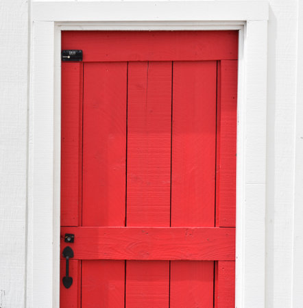 red wooden doorの写真素材