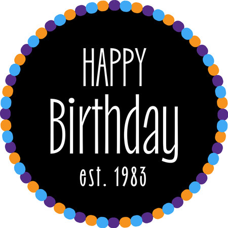 Happy Birthday, 1980, 1981, 1982, 1983, 1984, 1985, 1986, 1987, 1988, 1989. Vector illustration.のイラスト素材