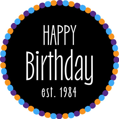 Happy Birthday, 1980, 1981, 1982, 1983, 1984, 1985, 1986, 1987, 1988, 1989. Vector illustration.のイラスト素材
