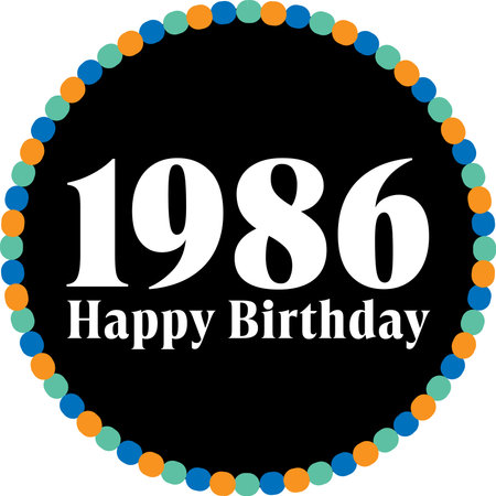Happy Birthday Circle - 1986. Happy birthday card in vector format very easy to edit. EPS 10のイラスト素材