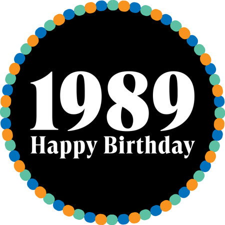 Happy Birthday Circle - 1989. birthday design over white  background vector illusatetrationの素材 [FY310206280054]