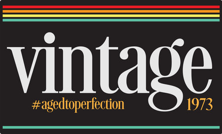 Vintage Retro typography t-shirt graphics. Vector illustration. Vintage 1974. Vintage 1973. Vintage 1975.のイラスト素材