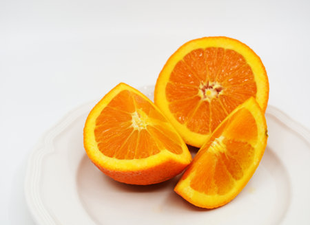 oranges on a plateの写真素材