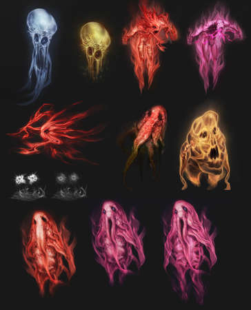 digital illustration creature monster concept designs in color setの写真素材