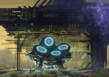 digital illustration of fantasy science fiction landscapeの写真素材