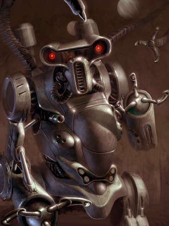 digital illustration of futuristic science fiction robot human killer terminatorの写真素材