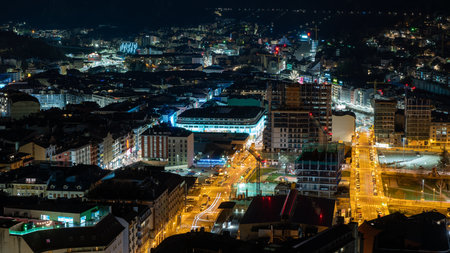 night lanscape of Andorra la vellaの写真素材