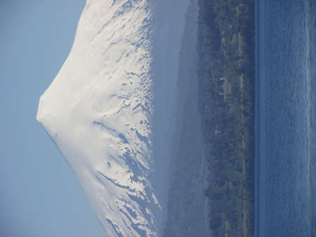Frozen lake in the mountains. Ice on the lake in the mountains.の写真素材