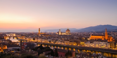 Florence, Italy - skyline with Duomo, Palazzo vecchio and Arno riverの写真素材