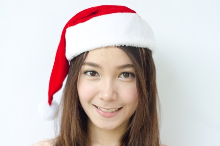 Young beauty Asian girl with santa hat  の写真素材