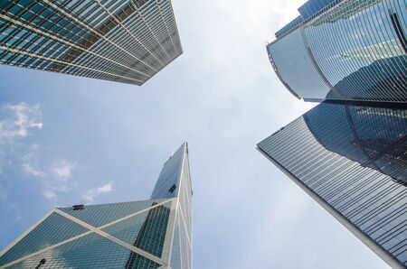 HONG KONG - OCTOBER 22: Skyscrapers at daytime in Central on October 22 2013. As the central business district of Hong Kong, many multinational financial services corporations have their headquarters hereのeditorial素材