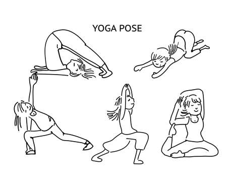Yoga pose line art v2のイラスト素材