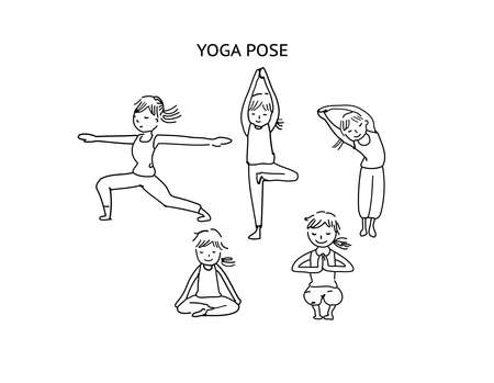 Yoga pose line artのイラスト素材