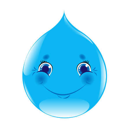 Cartoon Water Drop, Isolated On White Background, Vector Illustrationのイラスト素材