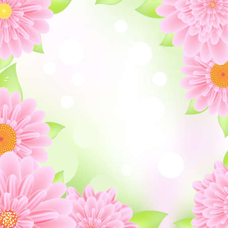 Pink Gerbers Frame, Vector Illustrationのイラスト素材