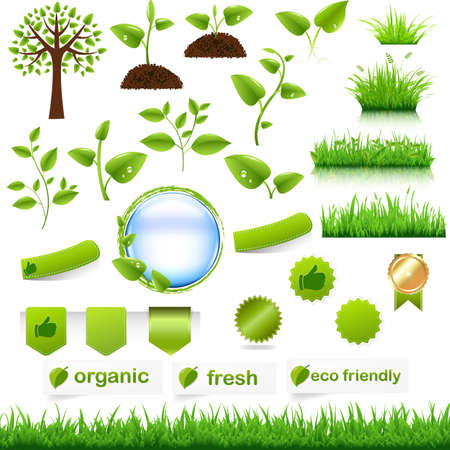 Green Eco Set, Isolated On White Background, Vector Illustration
のイラスト素材