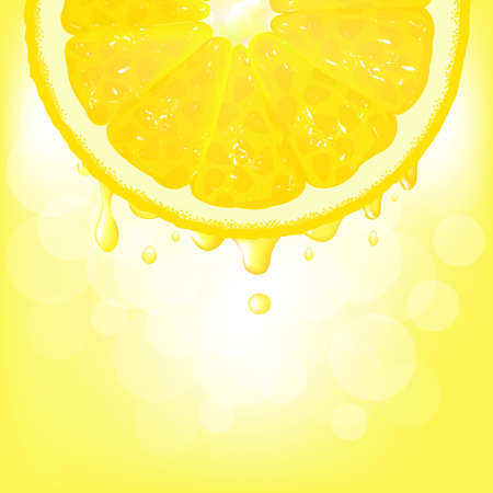 Lemon Segment With Juice And Bokeh, Vector Backgroundのイラスト素材