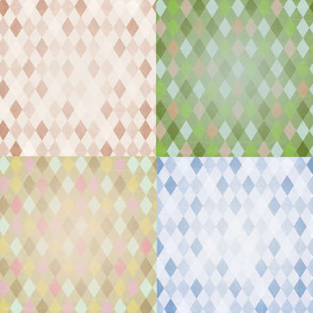 4 Vintage Harlequin Backgrounds, Vector Backgroundのイラスト素材