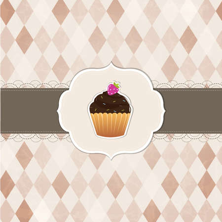 Cupcakes Vintage Labels, Vector Backgroundのイラスト素材