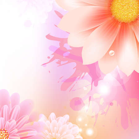 Gerbers And Paint Splash, Vector Backgroundのイラスト素材