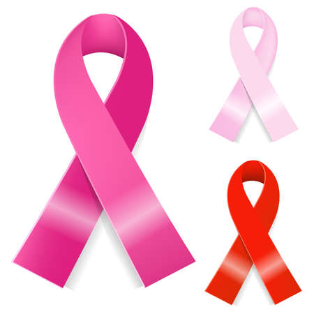 3 Breast Cancer Ribbon, Isolated On White Backgroundのイラスト素材