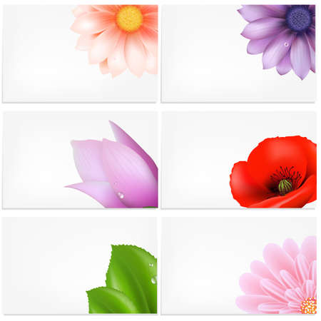  Set Of Greeting Cards With Flowersのイラスト素材