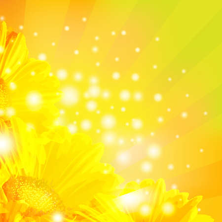 Orange Gerber With Sunburst And Blur, Vector Illustrationのイラスト素材
