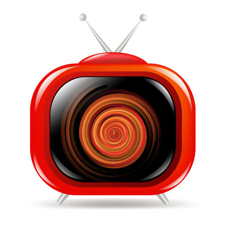 Red Retro Tv, Isolated On White Background, Vector Illustrationのイラスト素材