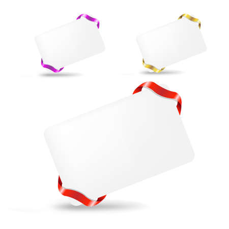 3 Blank Gift Tags With Ribbons, Isolated On White Background, Vector Illustrationのイラスト素材