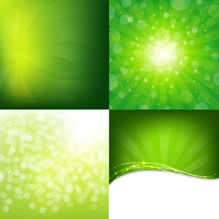 Green Nature Backgrounds Set, Vector Illustrationのイラスト素材