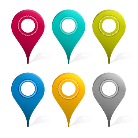 Set Of Mapping Pins Icon, Isolated On White Background, Vector Illustrationのイラスト素材