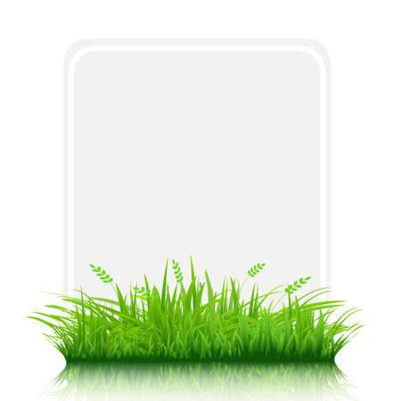 Grass Border With Paper Blank Gift Tag, Isolated On White Background,  Illustration
のイラスト素材